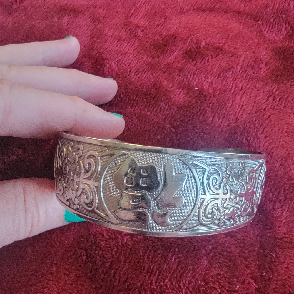 Silver Engraved Cuff Bracelet